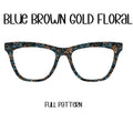 BLUE, BROWN, GOLD Floral Eyewear Toppers, comes with N52 magnets