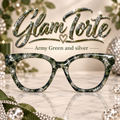 GLAM TORTE in Army Green and Silver or Gold Glitter Eyewear Toppers, comes with N52 magnets