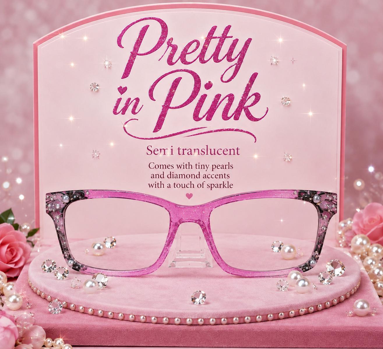 PRETTY IN PINK Eyewear Toppers, comes with N52 magnets attached