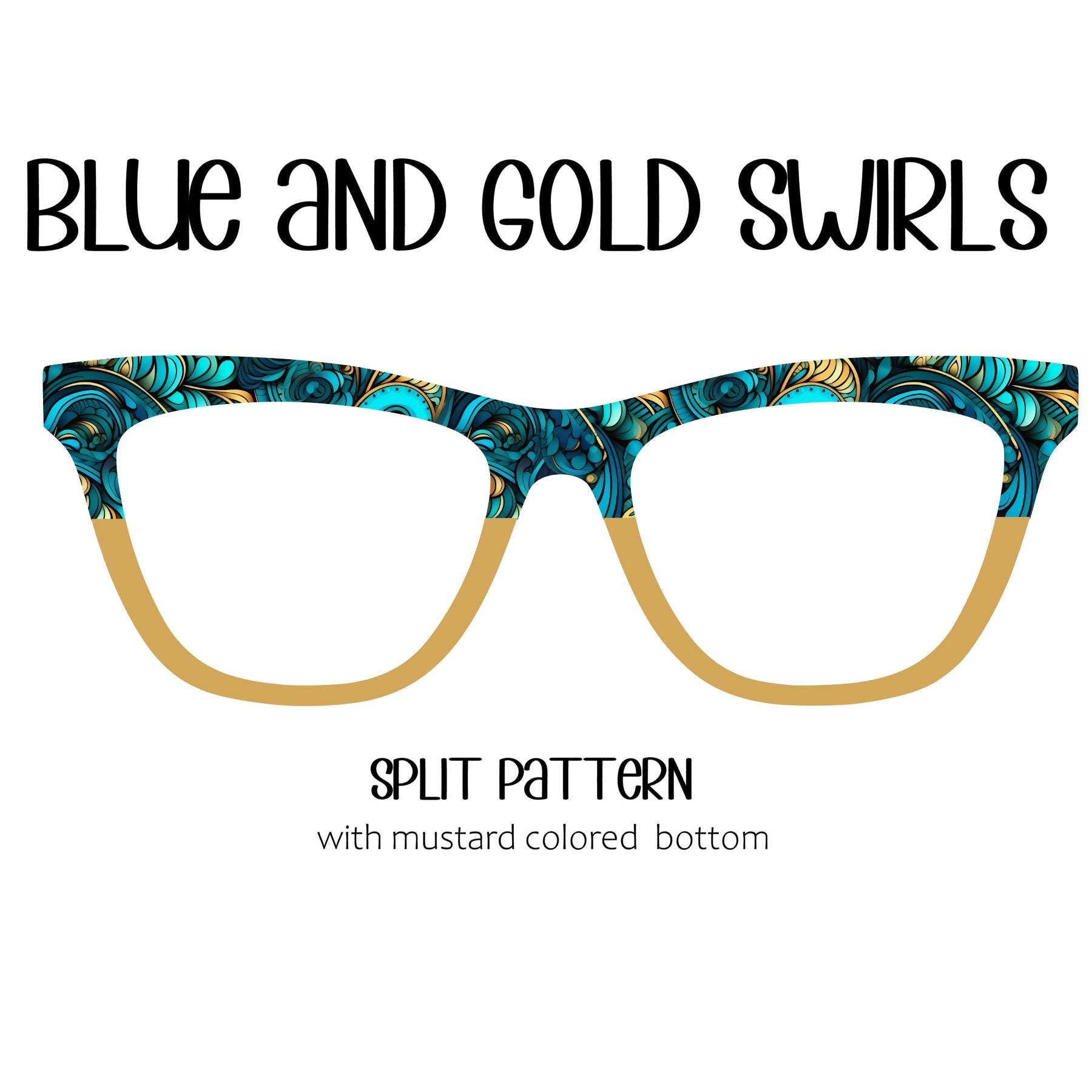 BLUE AND GOLD Swirls Eyewear Toppers, comes with N52 magnets