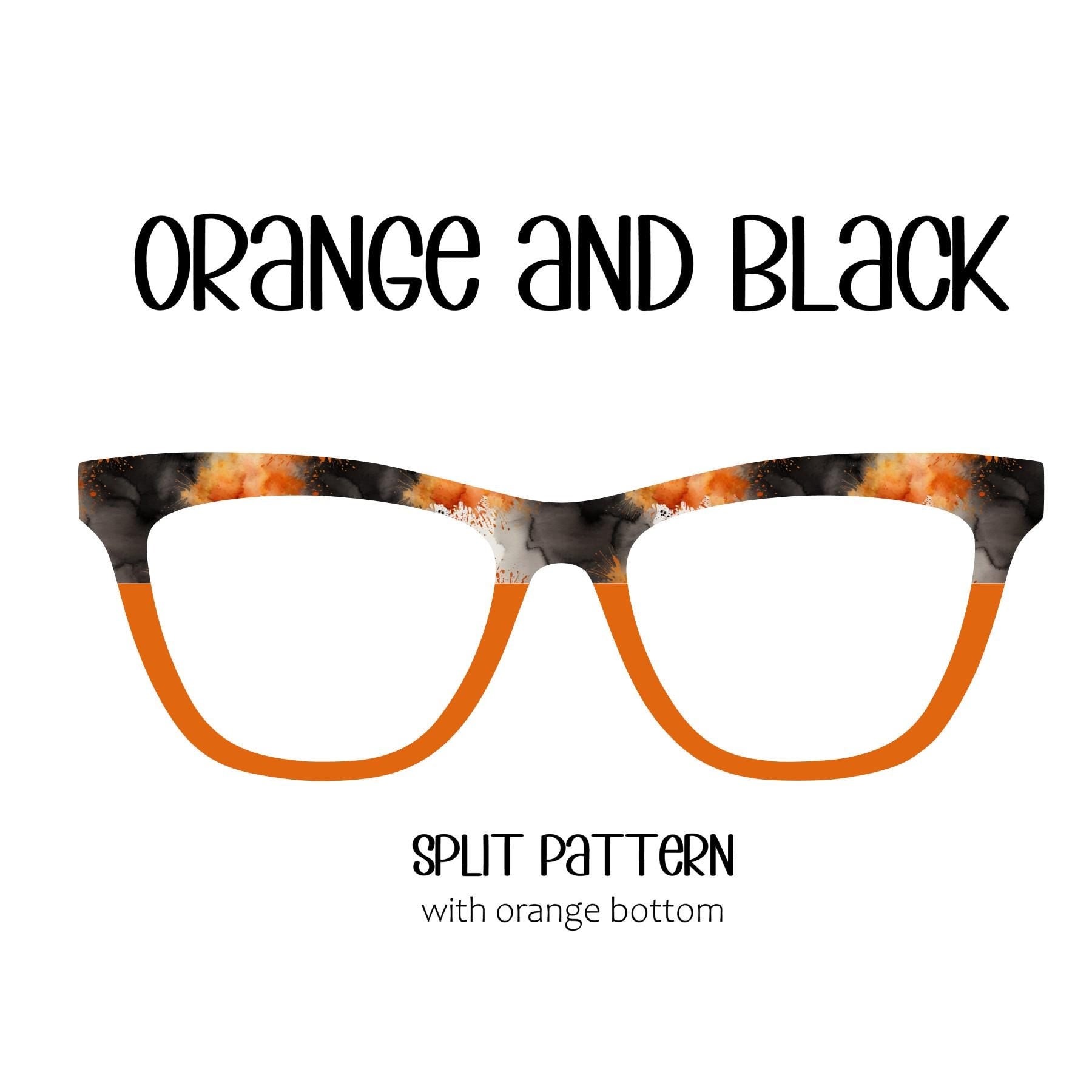 ORANGE AND BLACK Splatter Eyewear Toppers, comes with N52 magnets