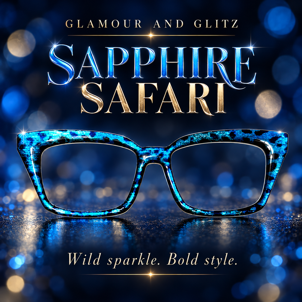 SAPPHIRE SAFARI: GLAMOUR AND GLITZ COLLECTION Eyewear Toppers, comes with N52 magnets