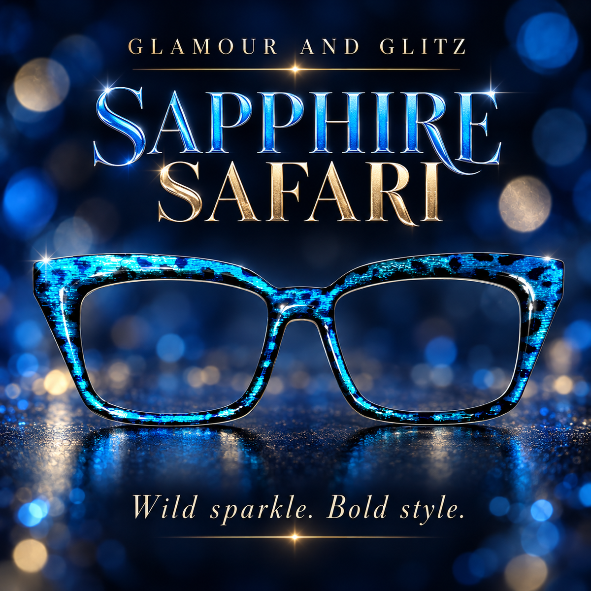 SAPPHIRE SAFARI: GLAMOUR AND GLITZ COLLECTION Eyewear Toppers, comes with N52 magnets