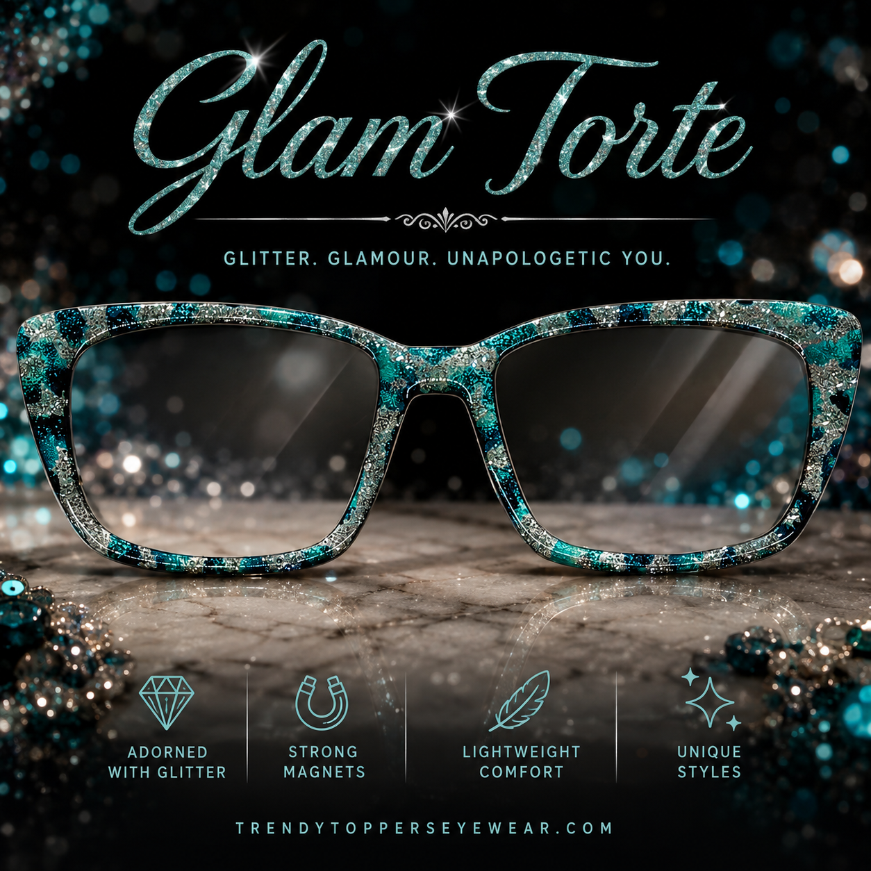 GLAM TORTE Eyewear Toppers, comes with N52 magnets