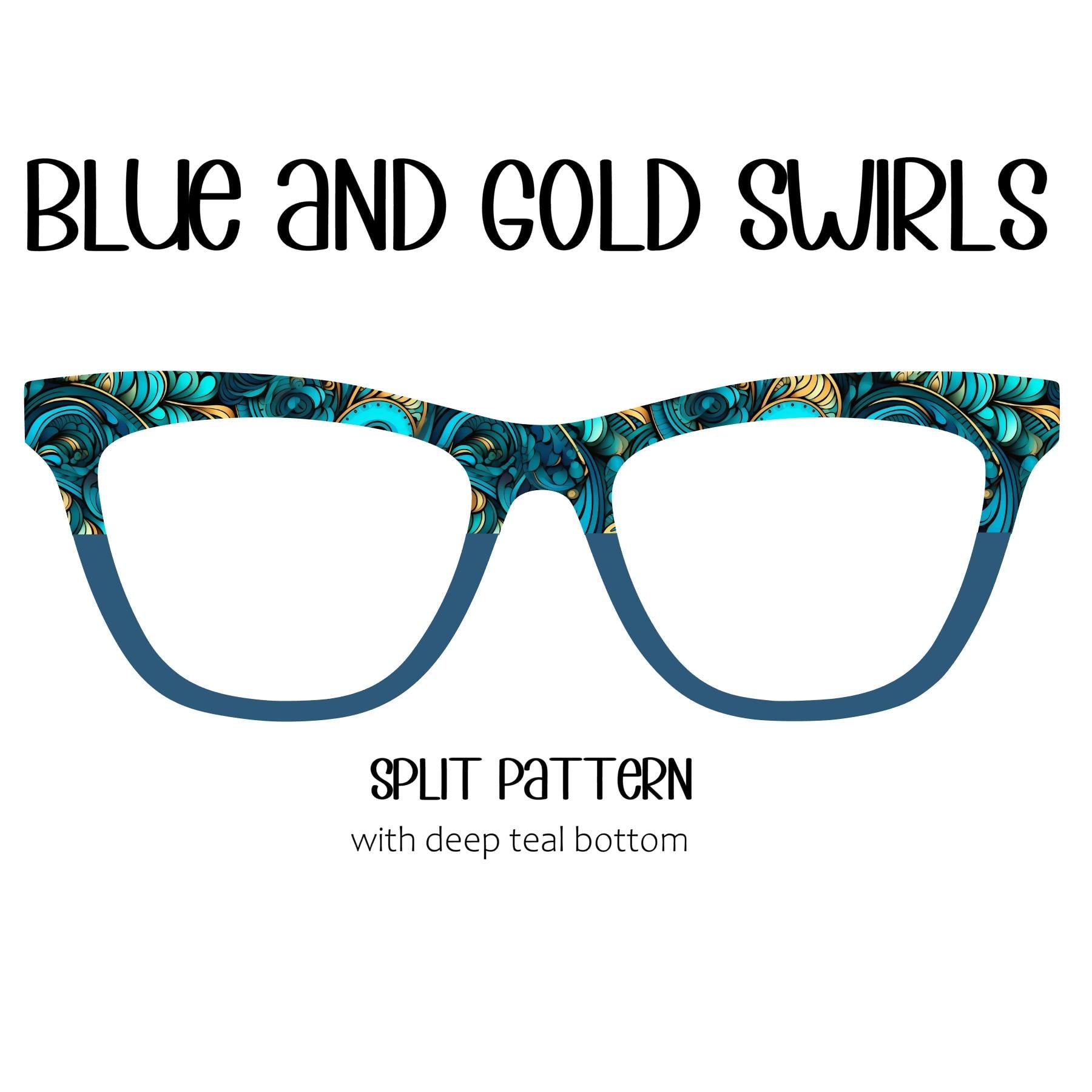 BLUE AND GOLD Swirls Eyewear Toppers, comes with N52 magnets