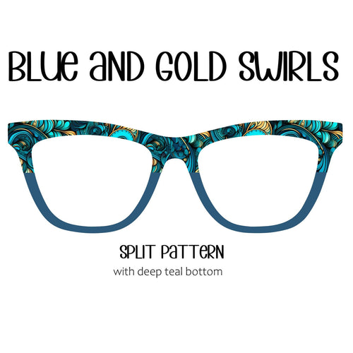 BLUE AND GOLD Swirls Eyewear Toppers, comes with N52 magnets