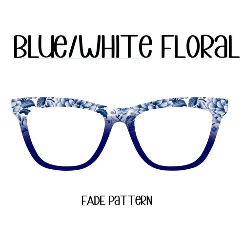 BLUE and WHITE FLORAL Eyewear Toppers, comes with N52 magnets