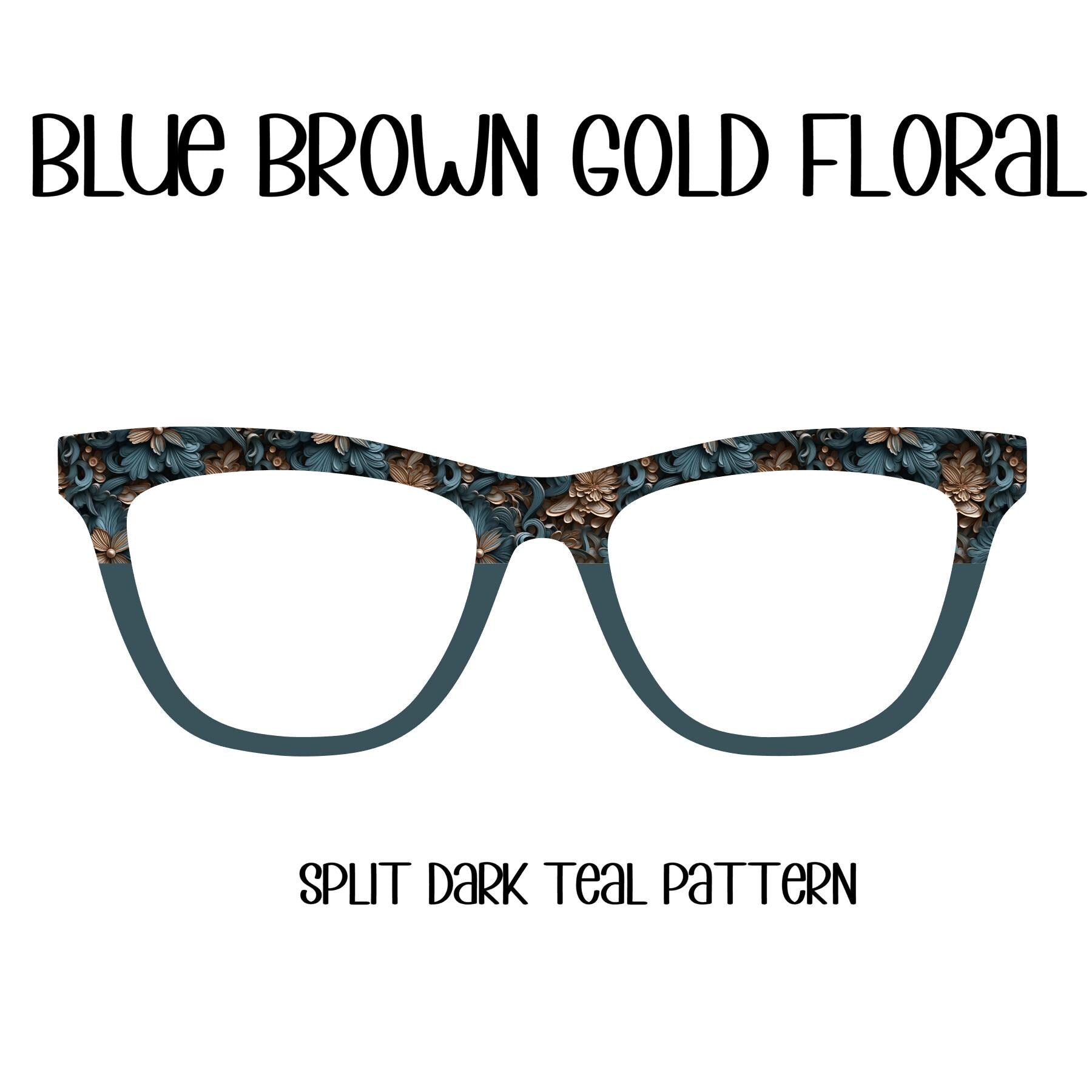 BLUE, BROWN, GOLD Floral Eyewear Toppers, comes with N52 magnets