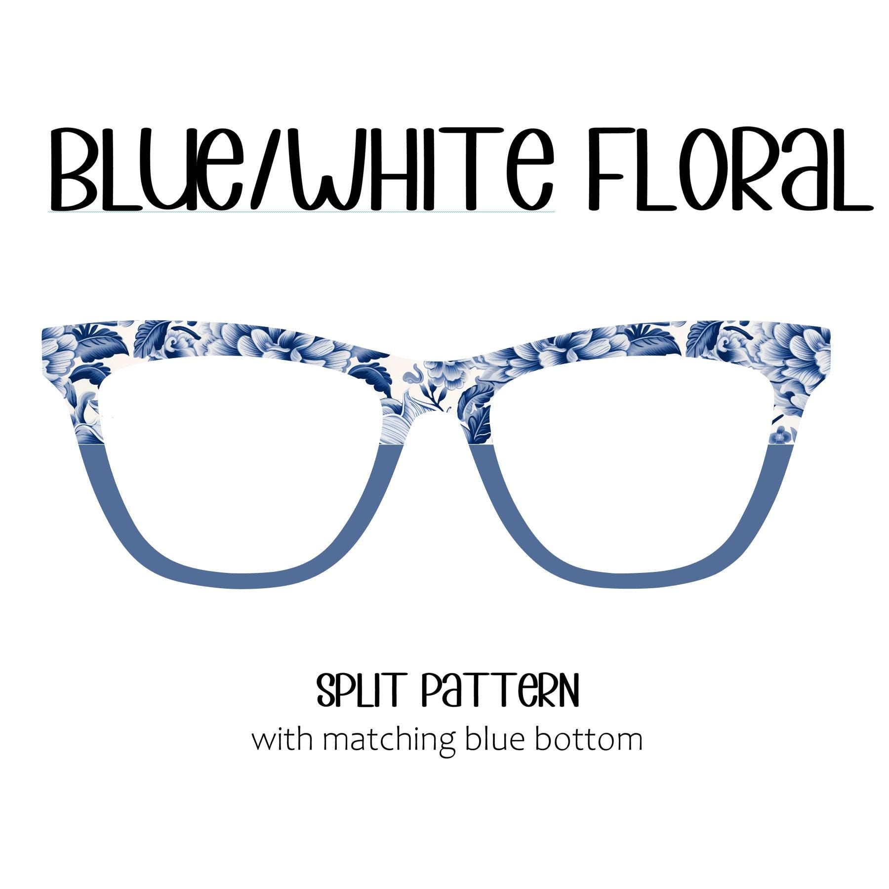 BLUE and WHITE FLORAL Eyewear Toppers, comes with N52 magnets
