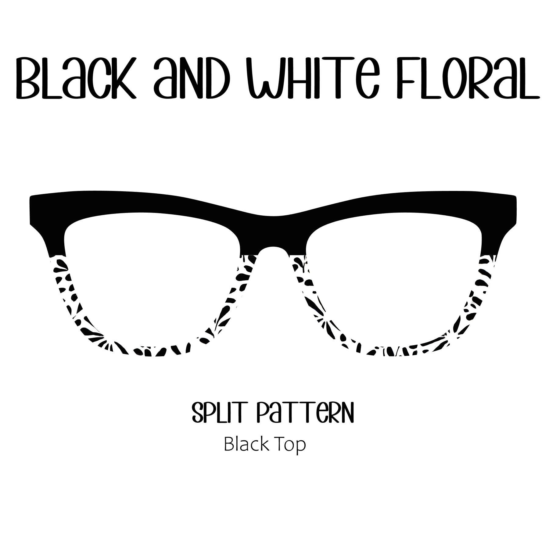 BLACK and WHITE FLORAL Eyewear Toppers, comes with N52 magnets