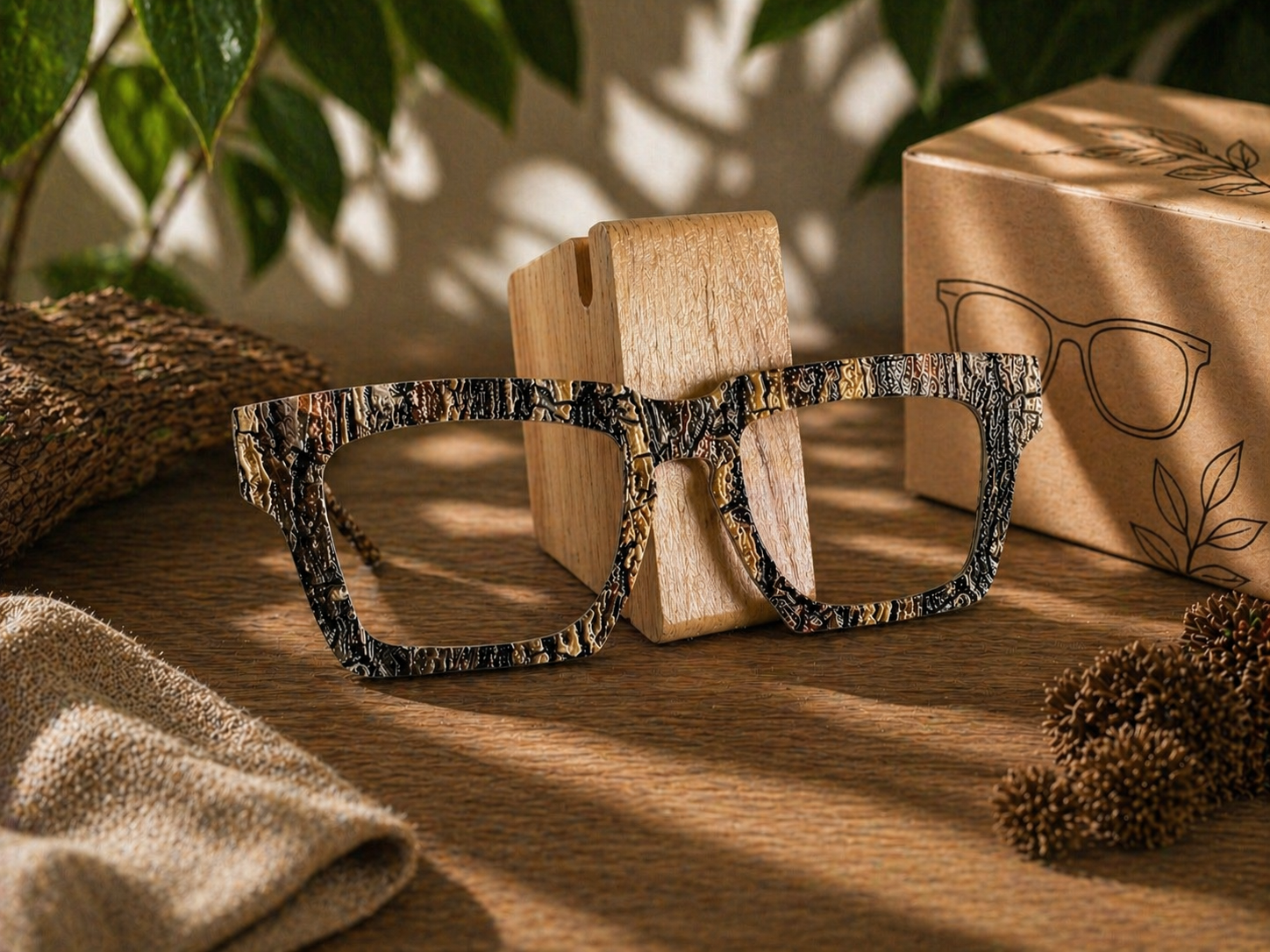 CAMO-WOOD BARK Eyewear Texturized Toppers, comes with N52 magnets attached