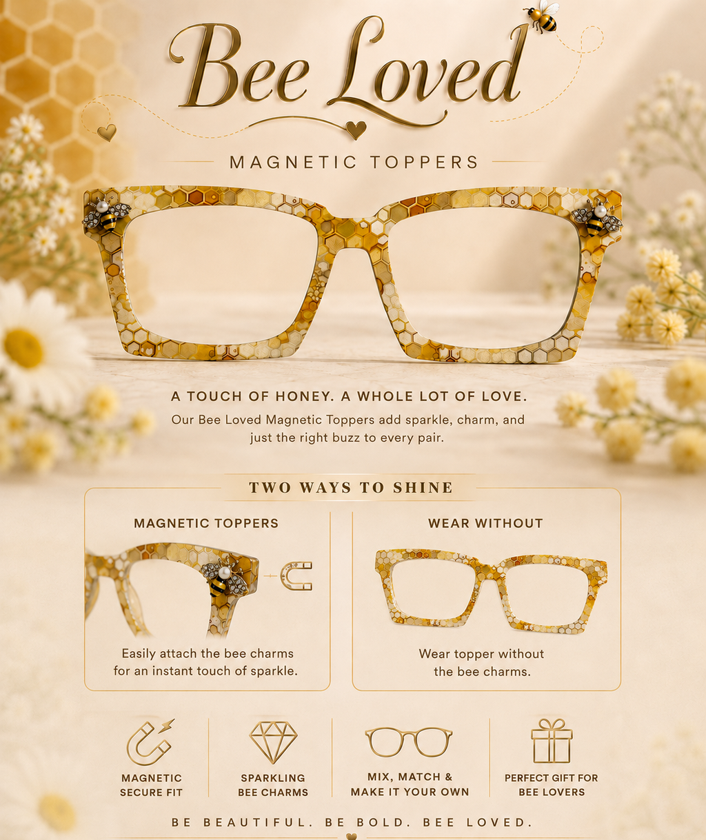 BEE LOVED Eyewear Toppers, comes with N52 magnets