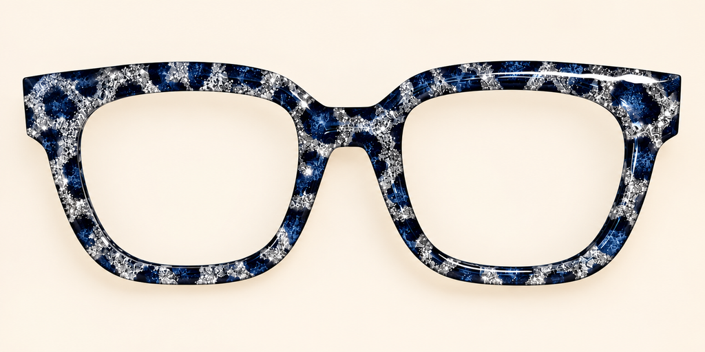 GLAM TORTE  in Denim and Silver Glitter Eyewear Toppers, comes with N52 magnets