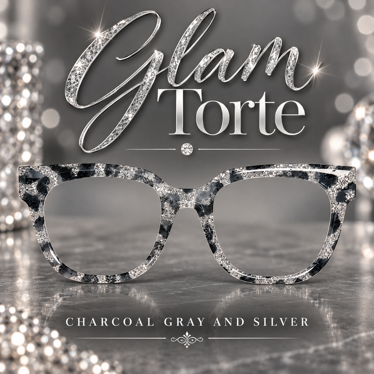 GLAM TORTE Charcoal Gray and Silver Eyewear Toppers, comes with N52 magnets