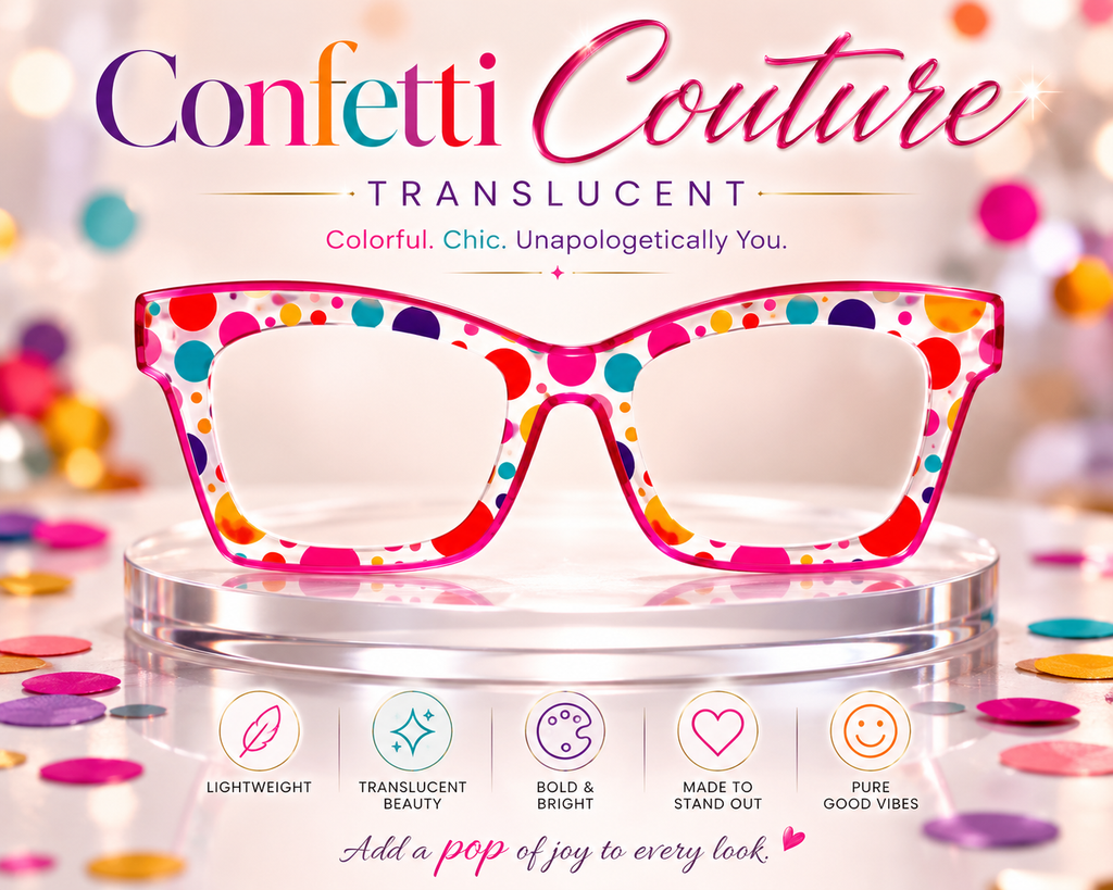 CONFETTI COUTURE-TRANSLUCENT Eyewear Toppers, comes with N52 magnets (Copy)