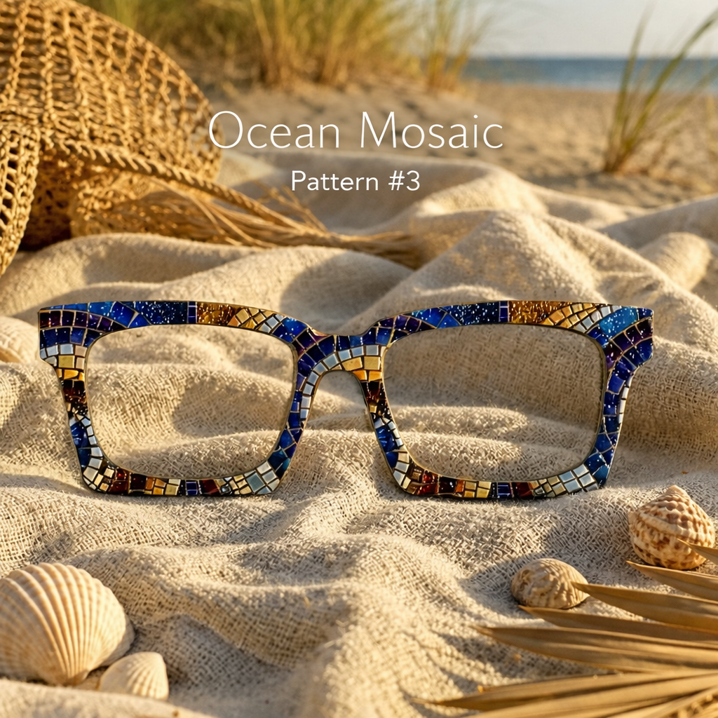 MOSAIC MELODY - 5 DESIGNS Texturized Eyewear Toppers, comes with N52 magnets attached