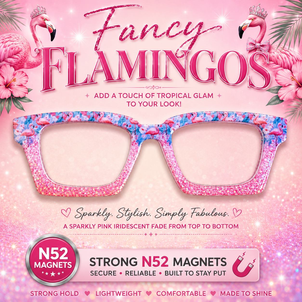 FANCY FLAMINGOS Eyewear Toppers, comes with N52 magnets