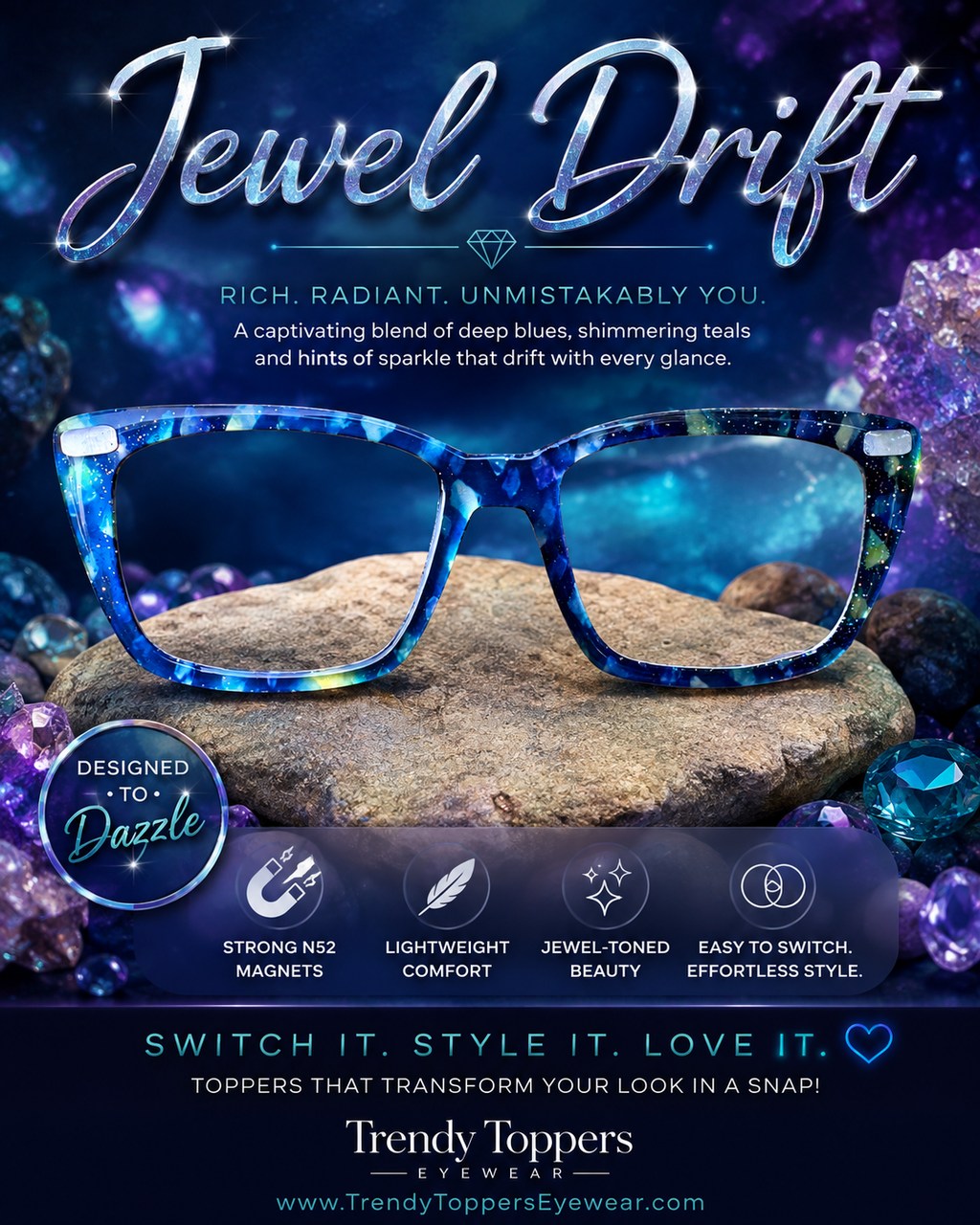 JEWEL DRIFT Eyewear Toppers, comes with N52 magnets