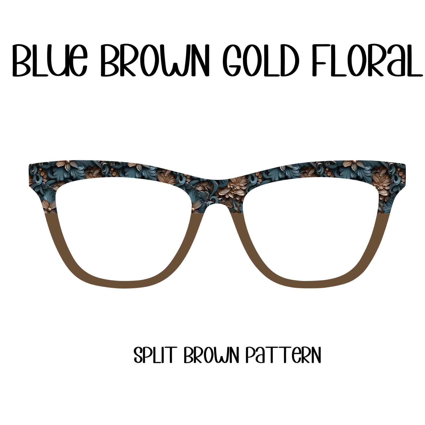 BLUE, BROWN, GOLD Floral Eyewear Toppers, comes with N52 magnets