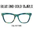 BLUE AND GOLD Swirls Eyewear Toppers, comes with N52 magnets