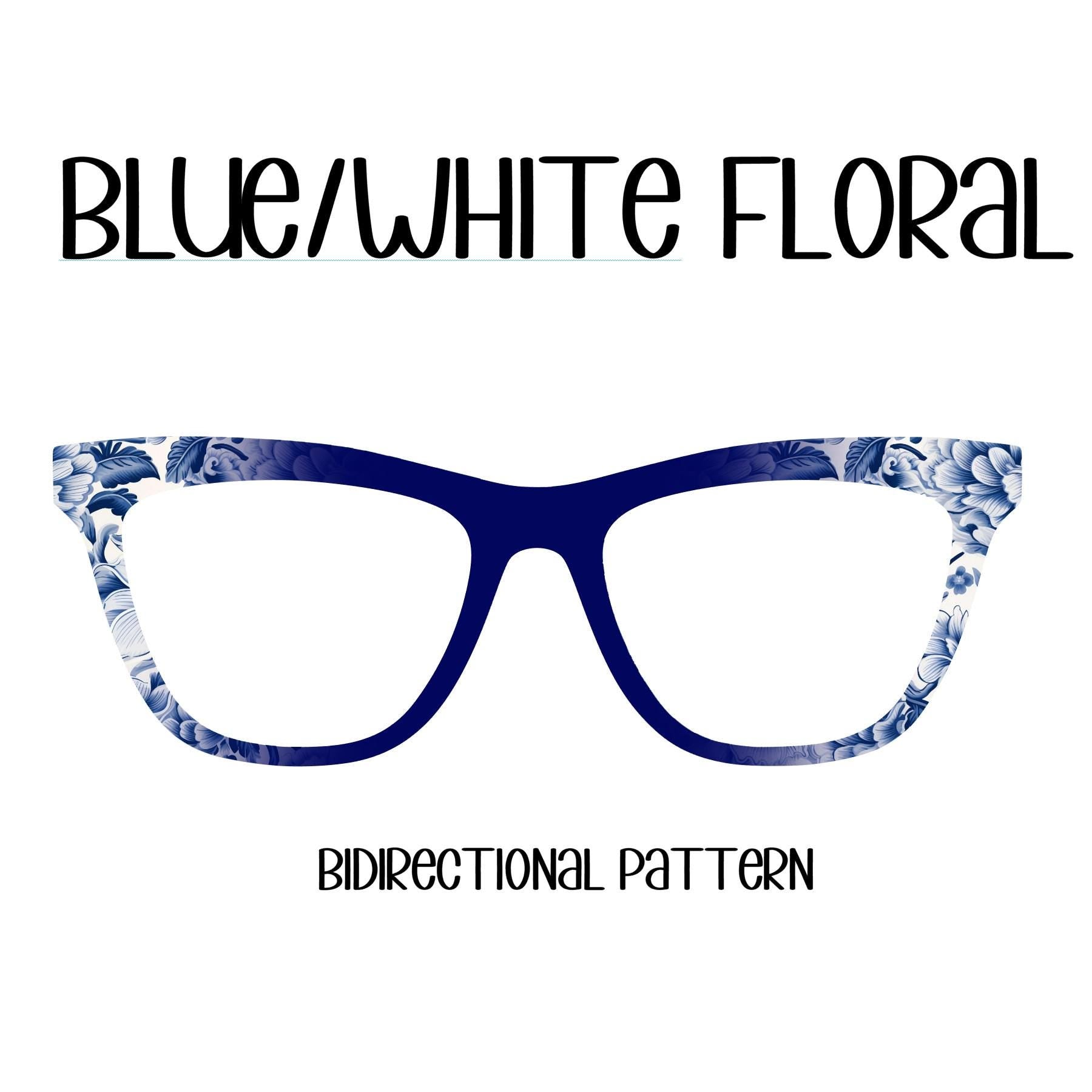 BLUE and WHITE FLORAL Eyewear Toppers, comes with N52 magnets