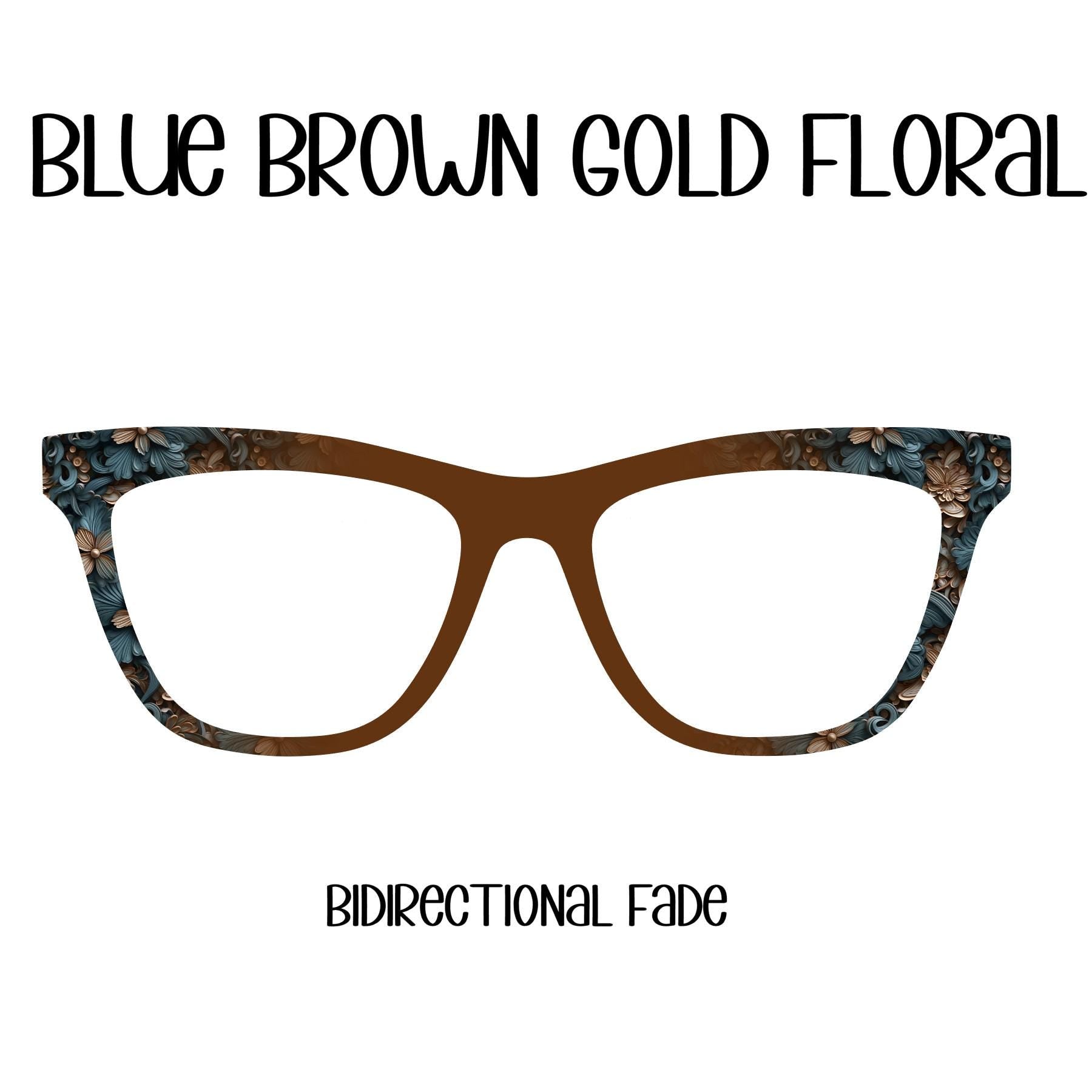 BLUE, BROWN, GOLD Floral Eyewear Toppers, comes with N52 magnets