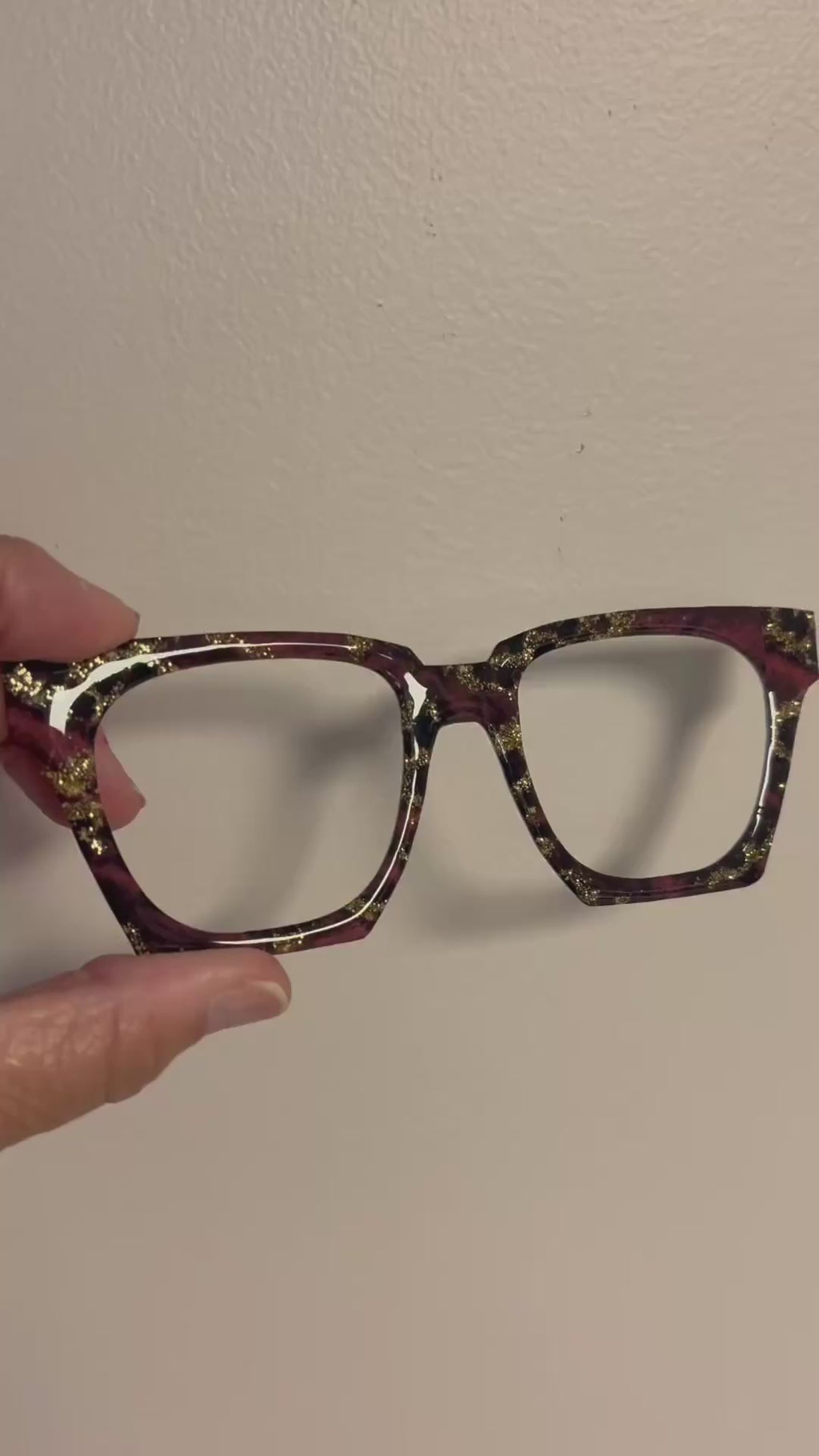 GLAM TORTE  in Burgundy and Gold Glitter Eyewear Toppers, comes with N52 magnets