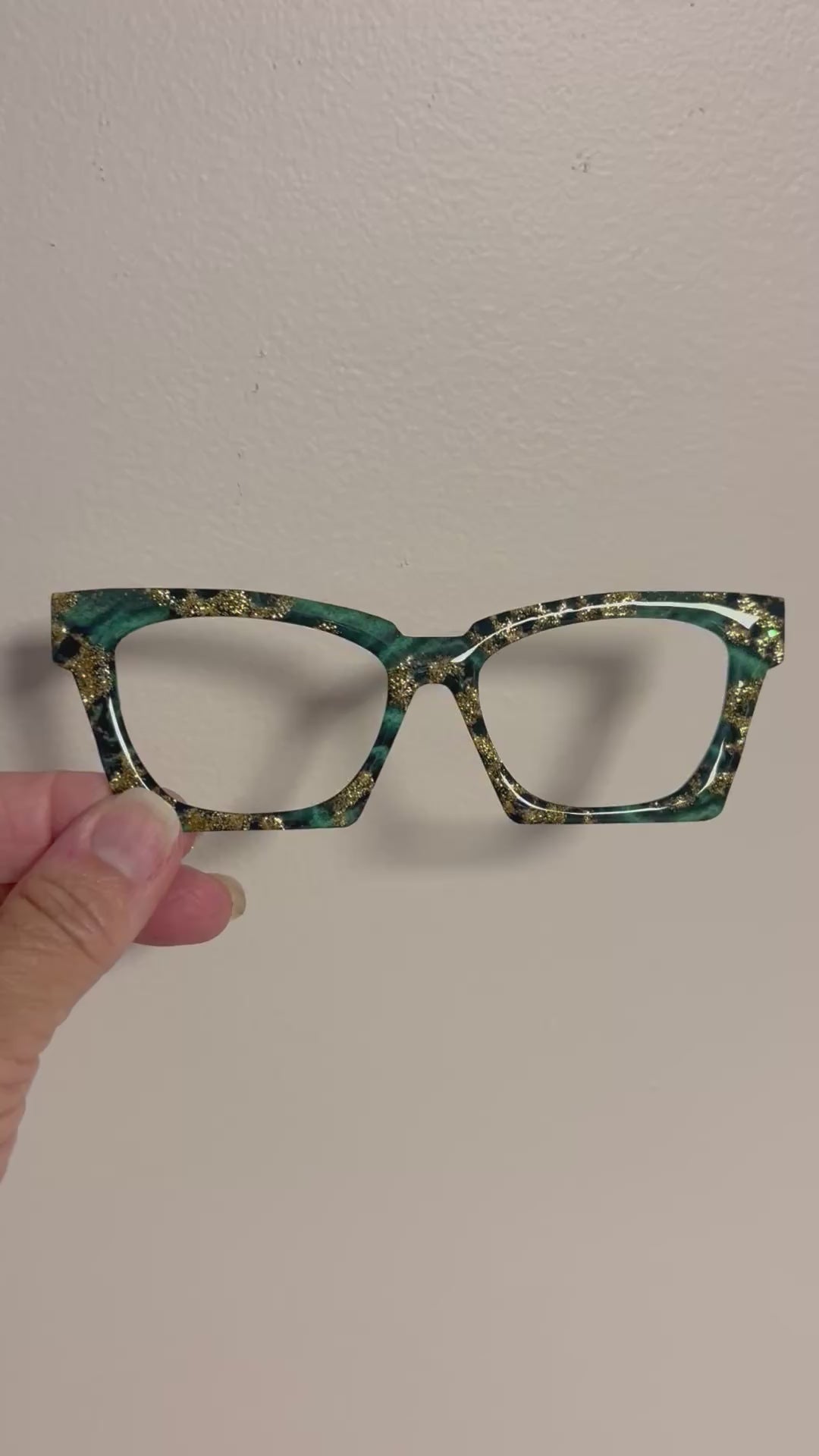 GLAM TORTE in Emerald and Gold Glitter Eyewear Toppers, comes with N52 magnets